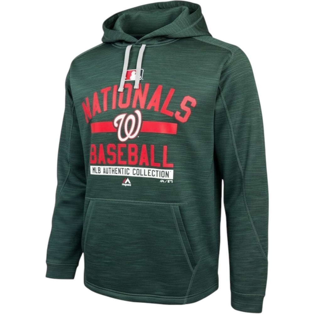 Majestic Washington Nationals MLB Hoodie Mens Green Therma Base Sweatshirt Med
